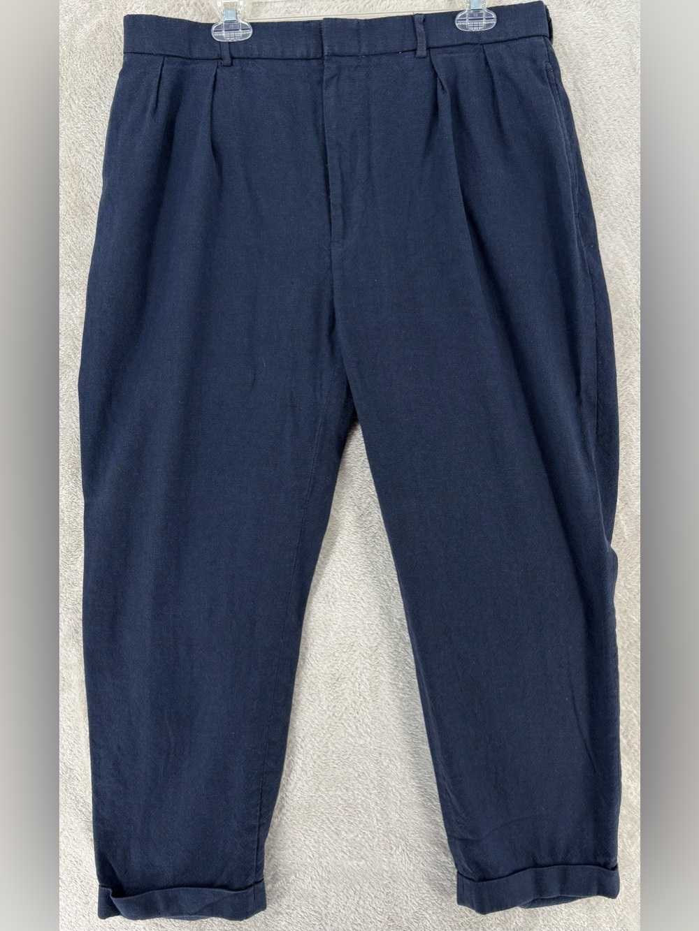 Polo Ralph Lauren Men’s 38x30 Navy Blue Pleated Wool Dress Pants Cuffed